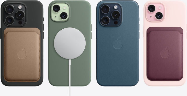 Several iPhones with MagSafe cases and accessories.