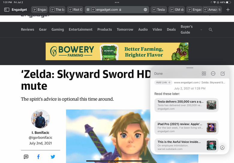 At the top of this Quick Note is a button that automatically appears to let you save a link to the page you're visiting.
