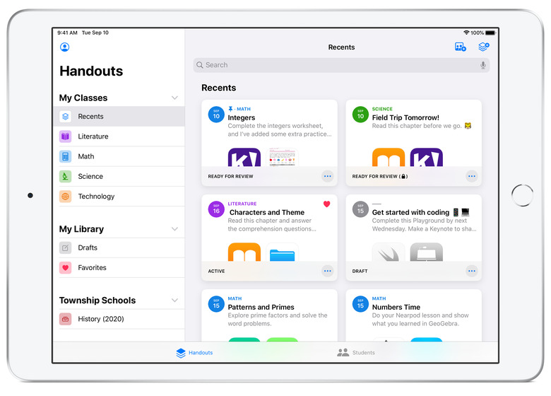 Apple Schoolwork 2.0.