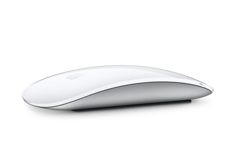 Apple's Magic Mouse in white against a white background