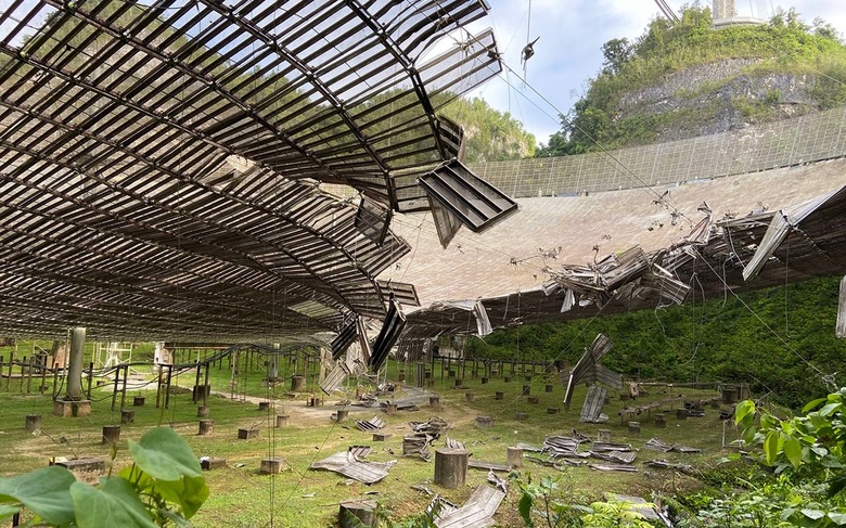 The damaged Arecibo Observatory