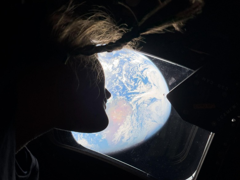 Mission specialist Christina Koch takes in the view.
