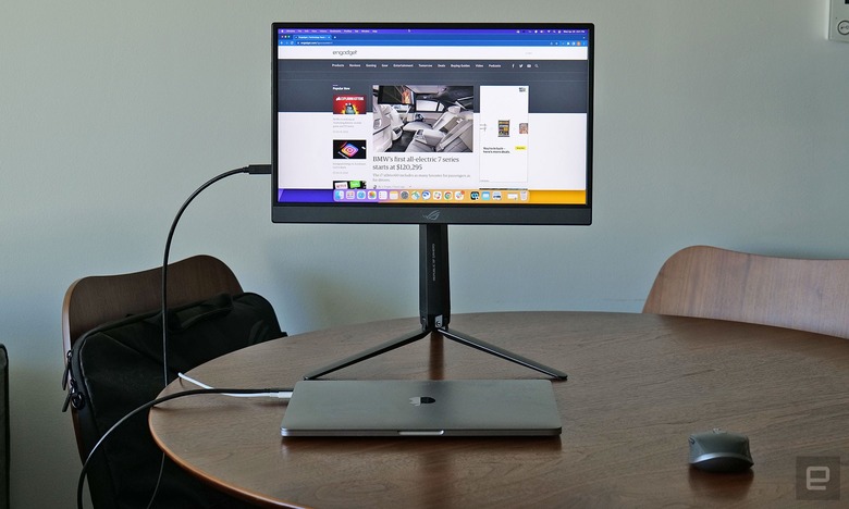 While the Asus ROG Strix XG17AHP does look seem of puny compared to regular monitors, its much easier to pack up and move when you need that space for other stuff.