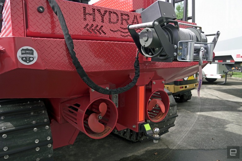 The rotors on the rear of AT&T's Amphib vehicle.