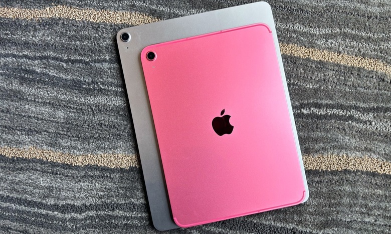 The iPad (A16) on top of an 13-inch iPad Air.