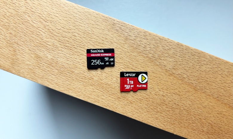 The SanDisk microSD Express Card and Lexar Play Pro.
