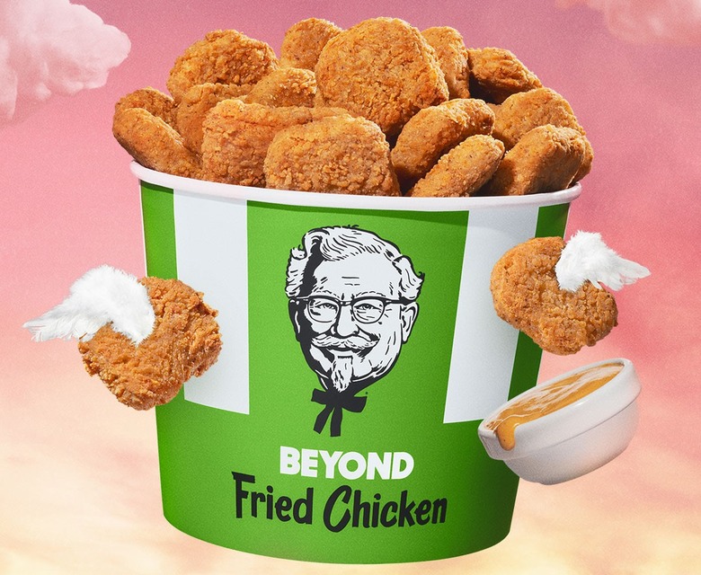 A bucket of Beyond Fried Chicken, Beyond Meat's plant-based 