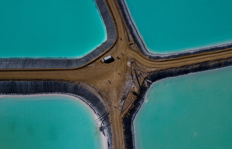 Lithium evaporation ponds are seen at Albemarle Lithium production facility in Silver Peak, Nevada, U.S. October 6, 2022. REUTERS/Carlos Barria
