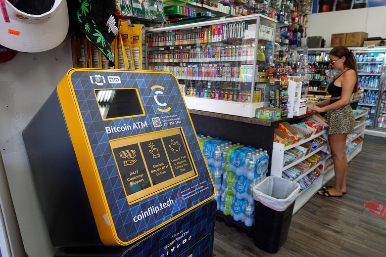 MIAMI, FLORIDA - MAY 12: A cryptocurrency ATM setup in a convenience store on May 12, 2022 in Miami, Florida. Prices of cryptocurrencies have experienced turbulence recently as many have seen their value drop. (Photo by Joe Raedle/Getty Images)