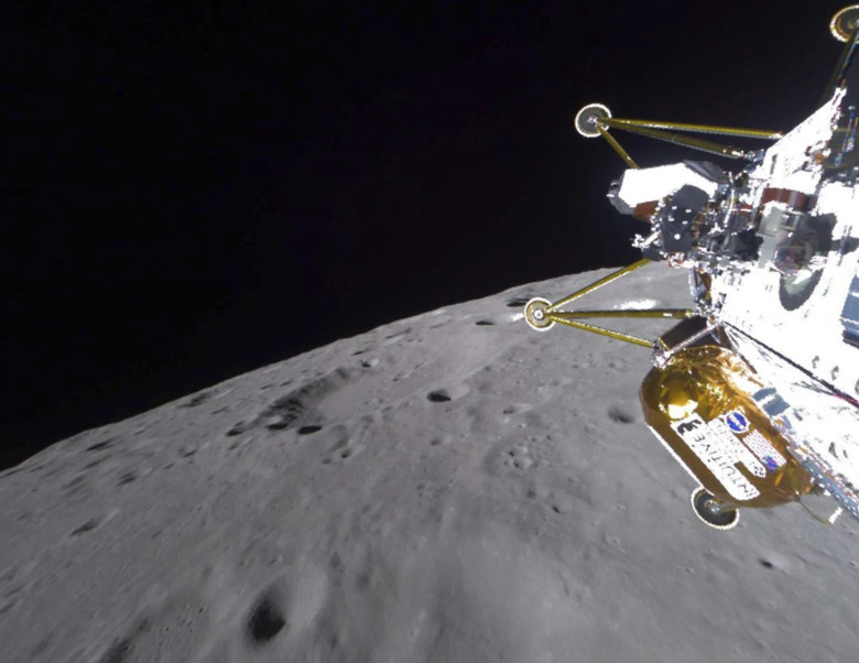 Intuitive Machines' Athena lander nearing the lunar surface.