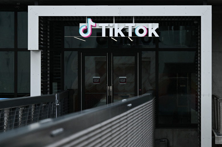 The TikTok logo is displayed outside TikTok social media app company offices in Culver City, California, on March 16, 2023. - China urged the United States to stop 