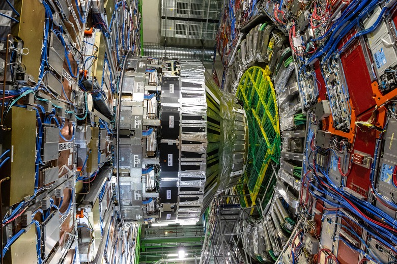 MEYRIN, SWITZERLAND - SEPTEMBER 14: A part of the 14.000 tone CMS detector is seen during the Open Days at the CERN particle physics research facility on September 14, 2019 in Meyrin, Switzerland. The 27km-long Large Hadron Collider is currently shut down for maintenance, which has created an opportunity to offer access to the public. CERN, the European Organization for Nuclear Research, is the world's largest laboratory for research into particle physics. (Photo by Ronald Patrick/Getty Images)