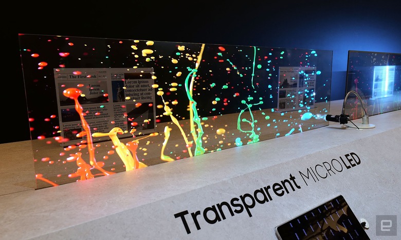 At its First Look event during CES 2024, Samsung showed off three different variations of the world's first transparent micro LED display. 
