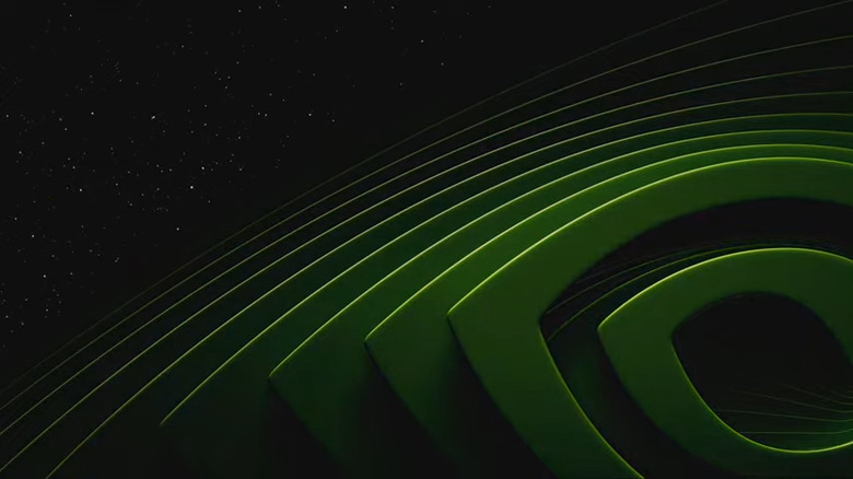 The video feed wallpaper is a stylized version of the NVIDIA logo.