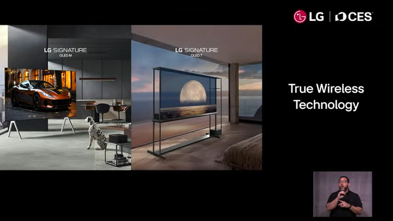 LG is touting the wireless breakout boxes on its latest TVs.
