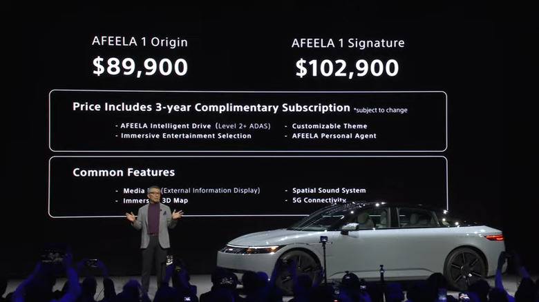 Here are the starting prices for the Afeela 1.