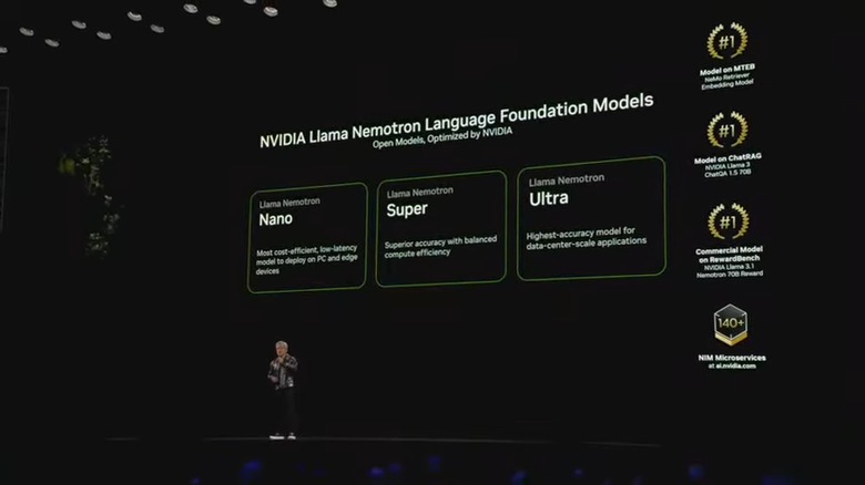 Huang explains NVIDIA Llama Nemotron Language Foundation Models.
