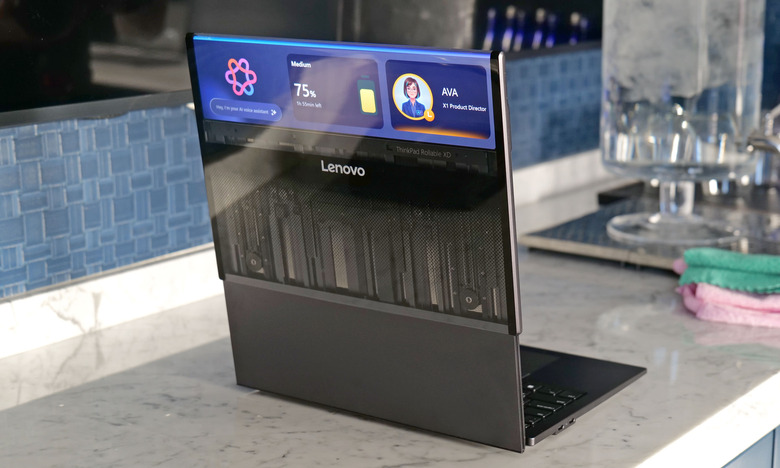 With its XD Rollable concept, Lenovo took the Thinkbook Plus Gen 6's basic design and made it even more futuristic by allowing its flexible display to wrap around onto its lid.