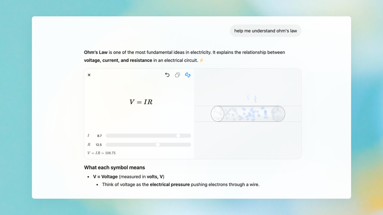 ChatGPT explains Ohm's law.