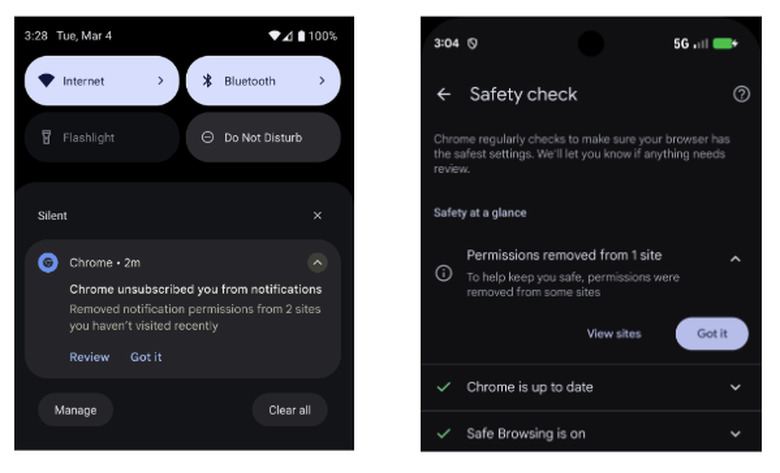 Chrome revoking notifications