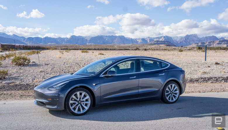 Tesla Model 3 in the desert
