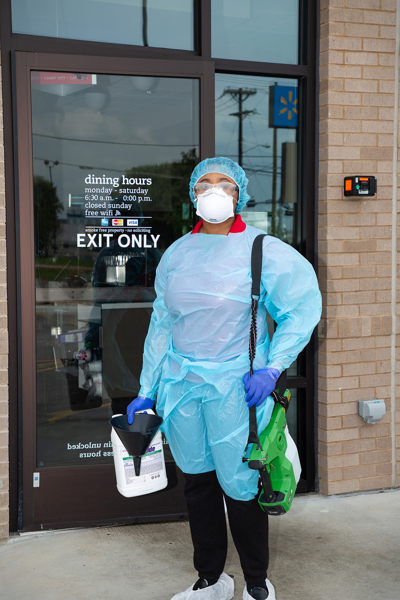 Photo of a Coronavirus clean up at a Chick-fil-A in Temple, Texas by Austin commercial photographer Matthew Lemke, www.MatthewLemke.com. Austin Corporate headshot, Austin professional headshots.