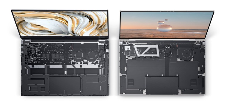 Comparing motherboards: XPS 13 2021 (left) vs 2022 (right).