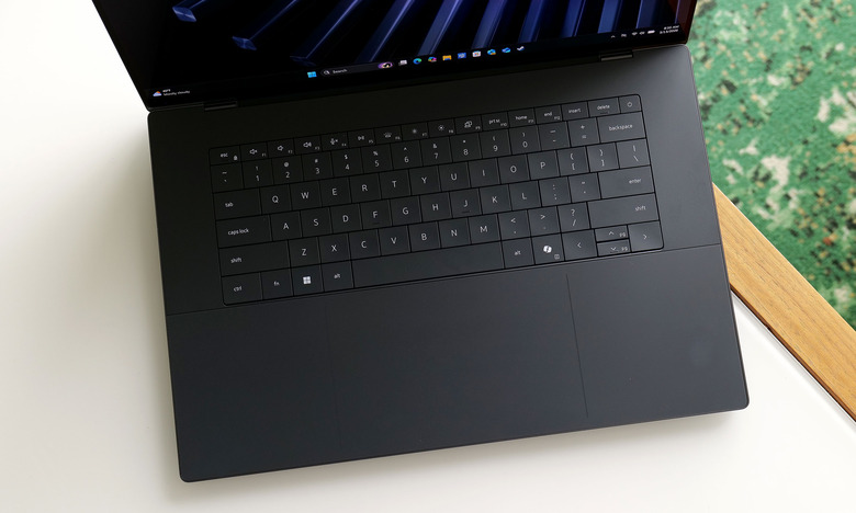 The XPS 16's keyboard looks great, but the lack of an anti-ghosting feature and somewhat shallow key travel aren't ideal.