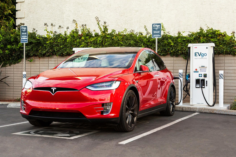 Tesla Model X fast charging at EVgo station
