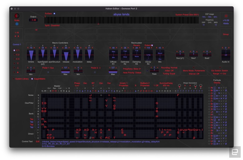 Hacken Editor and the EaganMatrix connected to the Osmose over USB.