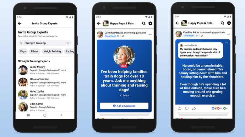 Group Experts can hose question and answer sessions and live audio rooms.