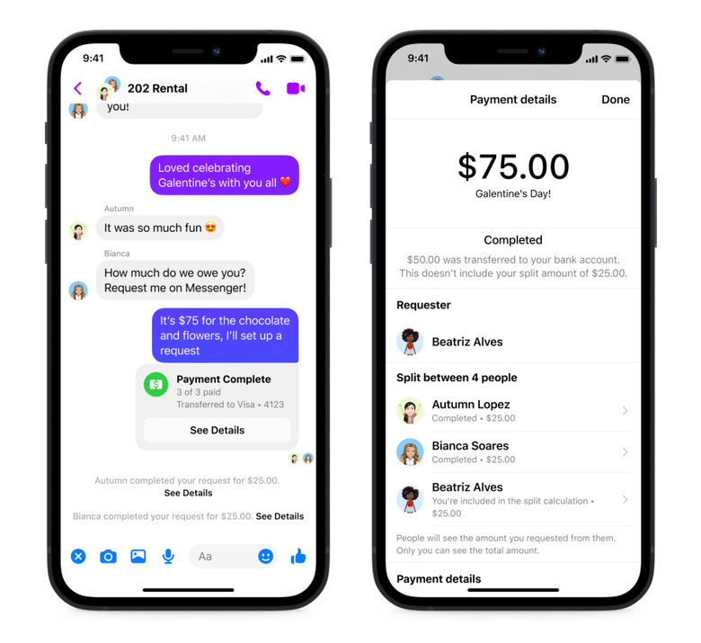 Facebook's Split Payment feature