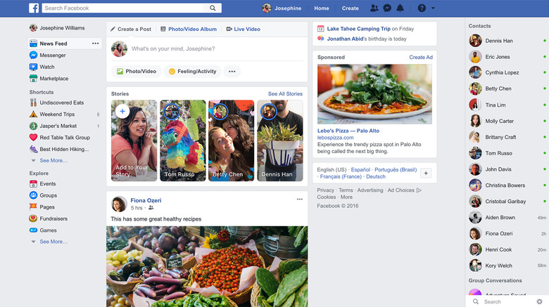 The old Facebook.com design.