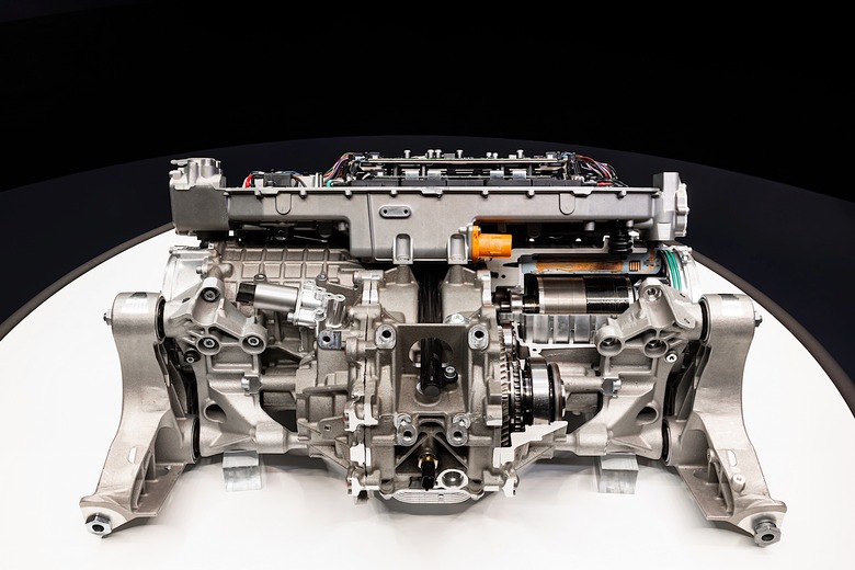 The front motors and inverter on the Ferrari Elettrica.