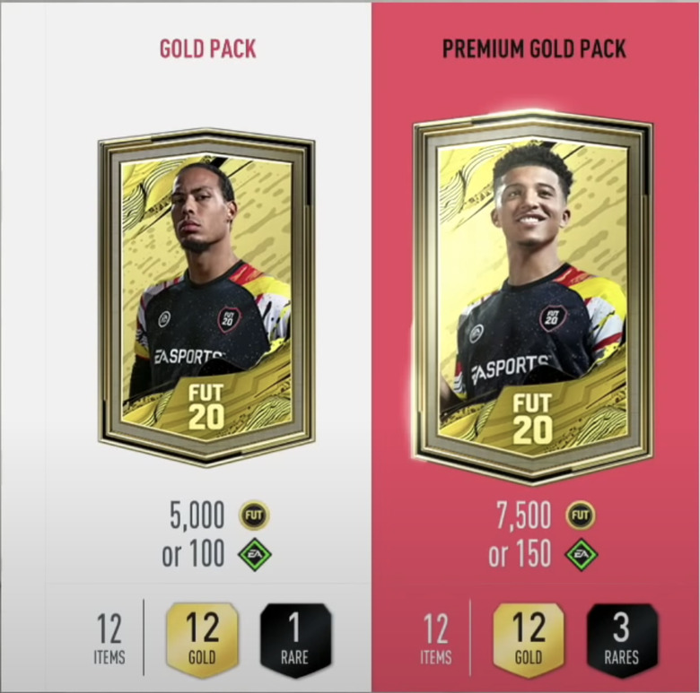 The cost of basic packs in 'FIFA 21'