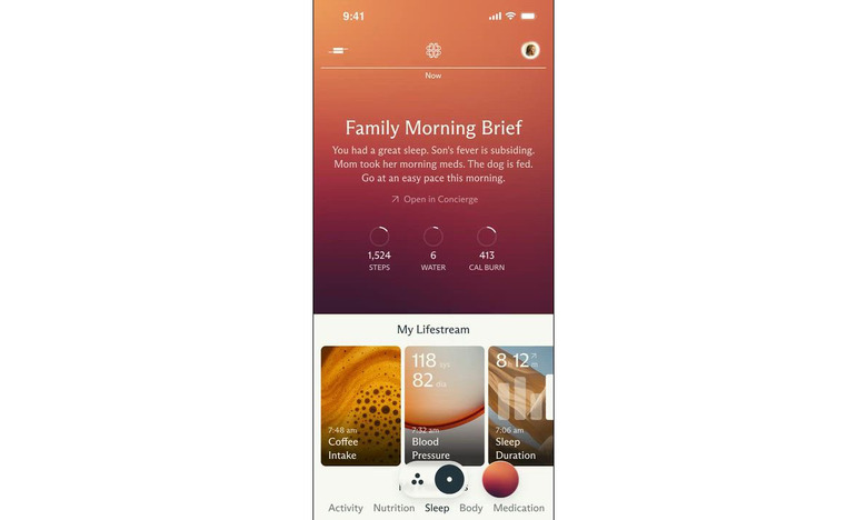 The app's AI includes a Morning Brief that recaps everyone's health.