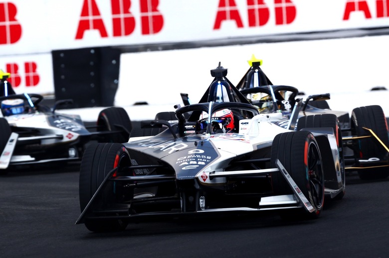 Jaguar's Mitch Evans leads during his win in Berlin