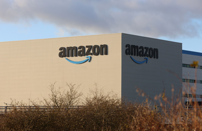 LEEDS, ENGLAND - DECEMBER 13: A general view outside an Amazon UK Services Ltd Warehouse at Leeds Distribution Park  on December 13, 2023 in Leeds, United Kingdom. (Photo by Nathan Stirk/Getty Images)