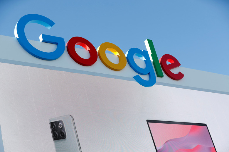 A view of the Google logo on a temporary house during CES 2023, an annual consumer electronics trade show, in Las Vegas, Nevada, U.S. January 6, 2023.  REUTERS/Steve Marcus