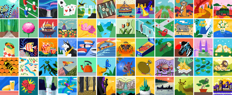 A selection of illustrations created by Google that can be used as profile pictures.