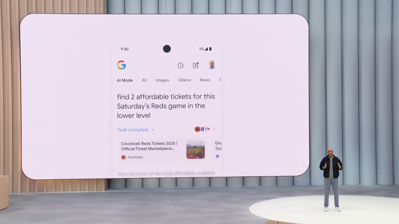 An example of how AI Mode works in search... in this case, buying ball game tickets.