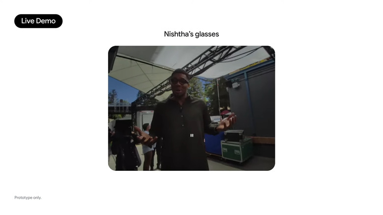 Live demo of Nishtha Bhatia, Product Manager at Google, Glasses & AI, wearing the new Android XR glasses.