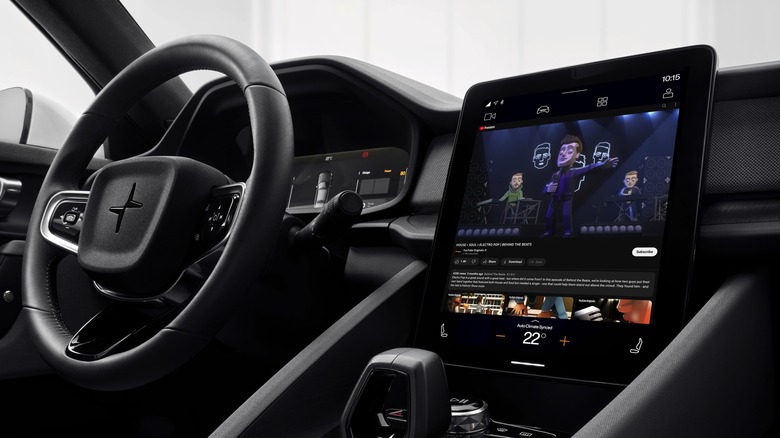 YouTube inside a Polestar vehicle
