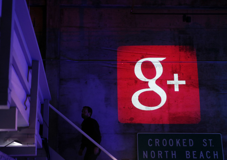 The Google Plus logo is projected on to the wall during a Google event in San Francisco, California, October 29, 2013. REUTERS/Beck Diefenbach (UNITED STATES - Tags: BUSINESS SCIENCE TECHNOLOGY)