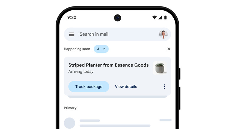 Gmail's Happening Soon section will remind you about time-sensitive cards.