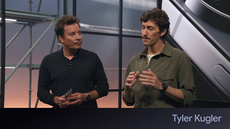 Google's Tyler Kugler takes Kimmel through some basics on the new phone.