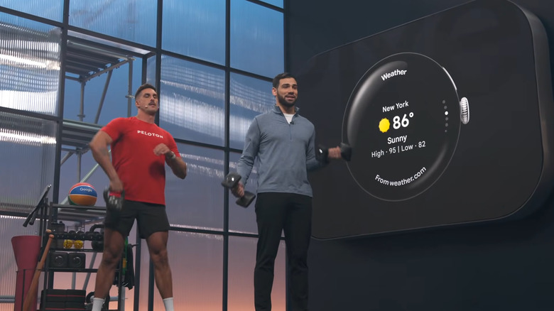 Google's Noah Presler is on stage exercising with Peloton Instructor Cody Rigsby.