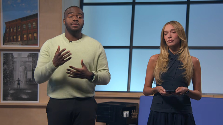 Alex Cooper, host of Call Her Daddy podcast, is on stage with Google's Kenny Sulaimon.