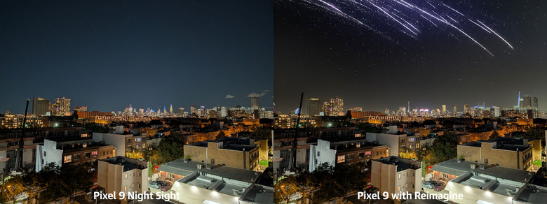 If you zoom in, the results don't really hold up. But from afar, the Pixel 9's Reimagine feature can create some fantastical photos like this one with an AI-generated starry night.
