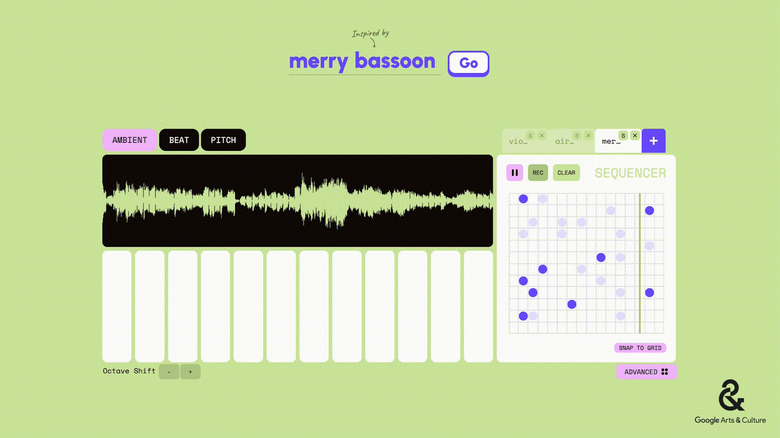 Screen from the Google experiment 